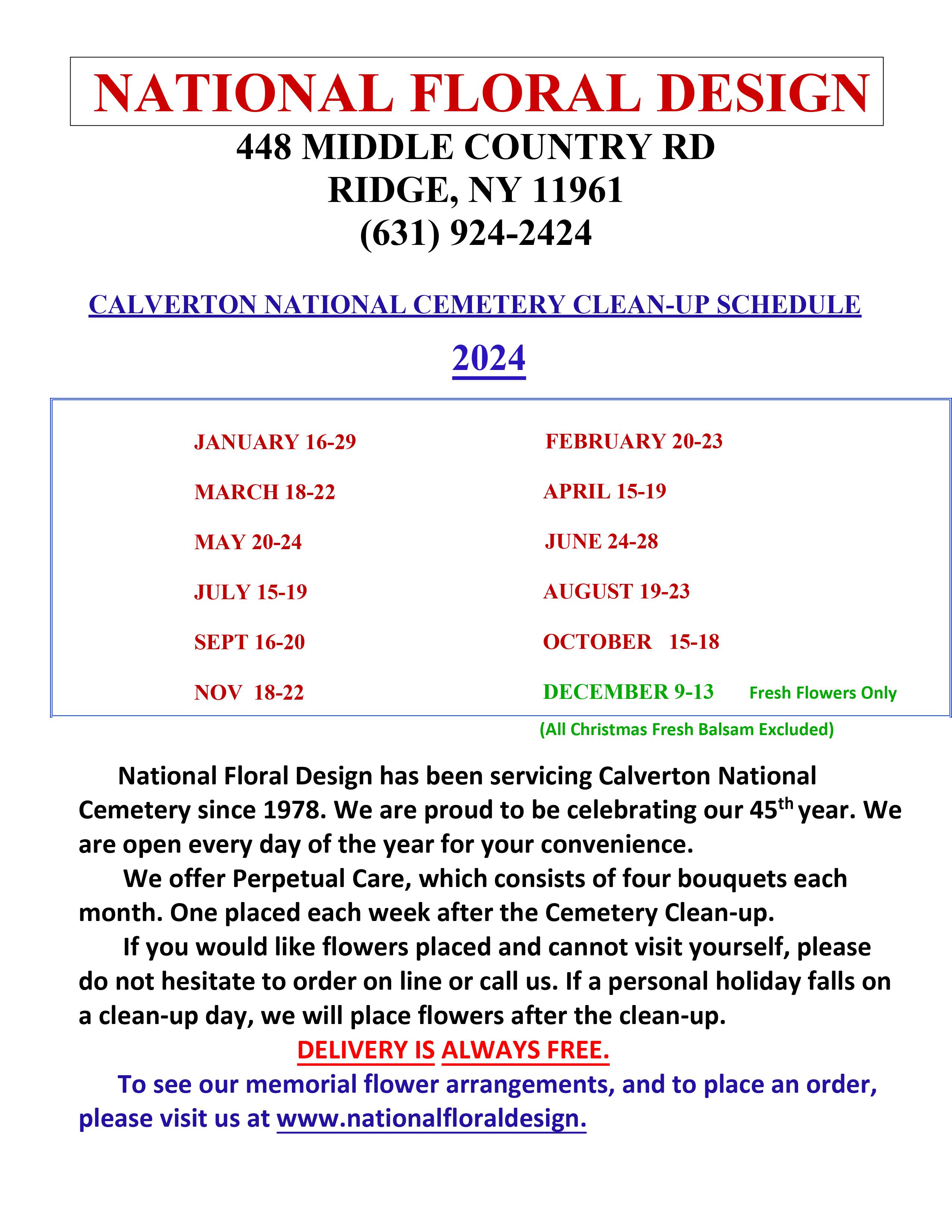 CEMETERY CLEAN UP SCHEDULE 2024