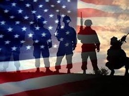 American Flag Behind Veterans
